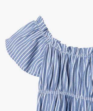 Blouse à manches courtes rayée à finitions froncées fille vue4 - GEMO 4G FILLE - GEMO