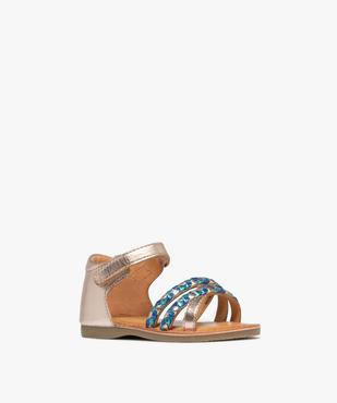 Sandales en cuir métallisé à talon fermé et scratch fille vue2 - TANEO GEMO FOR GOOD - GEMO