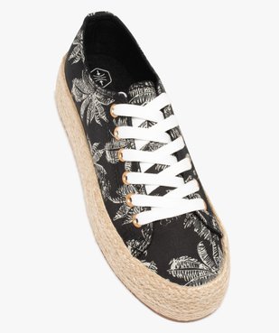 Baskets femme en toile imprimée et semelle cordelette vue6 - GEMO 4G FEMME - GEMO