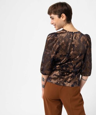 Tee-shirt femme à manches 3/4 en matière scintillante vue3 - GEMO(FEMME PAP) - GEMO