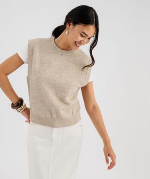 Pull sans manches chiné avec de la laine femme vue1 - GEMO(FEMME PAP) - GEMO