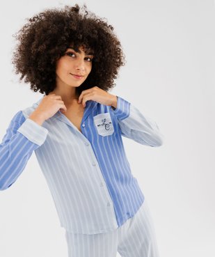 Pyjama à rayures en viscose fluide femme - LuluCastagnette vue4 - LULUCASTAGNETTE - GEMO