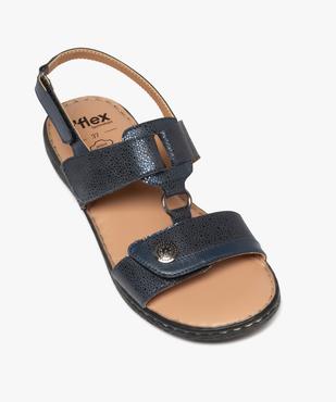 Sandales confort dessus cuir pailleté fermetures à scratch femme vue5 - G'FLEX - GEMO