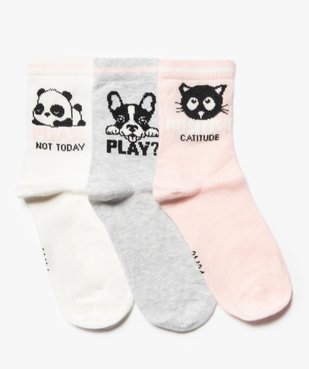 Chaussettes fille tige haut motif chien, panda et chat  (lot de 3) vue1 - GEMO (ENFANT) - GEMO
