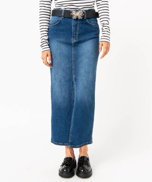 Jupe longue en denim fendue devant femme vue1 - GEMO(FEMME PAP) - GEMO