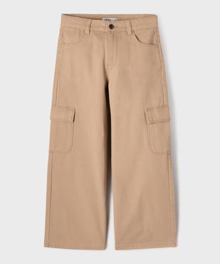 Pantalon cargo large en coton uni fille vue1 - GEMO 4G FILLE - GEMO