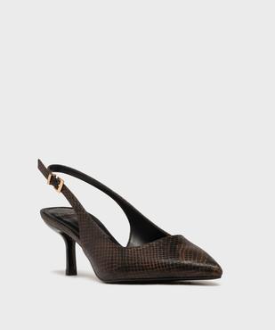 Escarpins slingback à bout pointu et petit talon fin femme - Follow Me vue2 - FOLLOW ME - GEMO