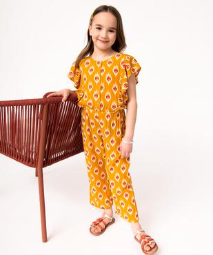 Combinaison pantalon fille imprimée avec volants sur les épaules vue1 - GEMO 4G FILLE - GEMO