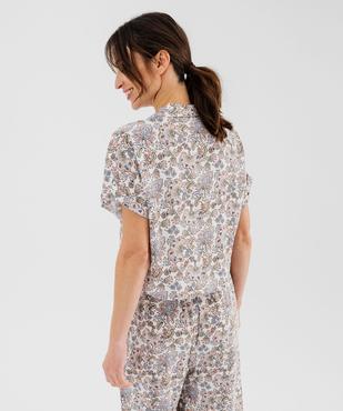 Haut de pyjama forme chemise à manches courtes femme vue3 - GEMO 4G FEMME - GEMO
