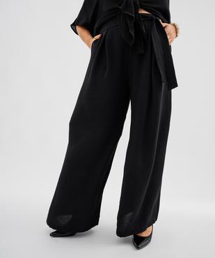 Pantalon large avec ceinture à nouer femme grande taille vue1 - GEMO 4G GT - GEMO
