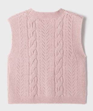 Pull sans manches en maille torsadée fille vue3 - GEMO (ENFANT) - GEMO