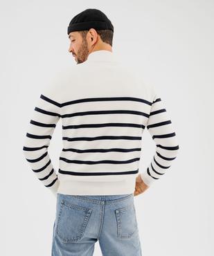 Pull en coton avec col montant zippé homme vue5 - GEMO (HOMME) - GEMO