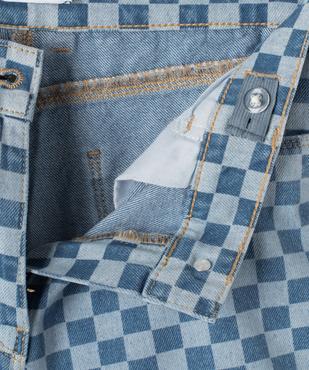 Short en jean fille motif damier vue3 - GEMO (JUNIOR) - GEMO