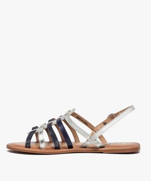 Sandales femme à talon plat et brides multiples en cuir vue3 - GEMO (CASUAL) - GEMO