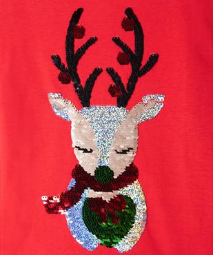 Tee-shirt de Noël fille à manches longues et sequins réversibles vue3 - GEMO (ENFANT) - GEMO
