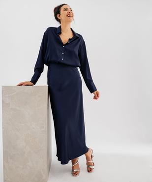 Jupe longue en matière satinée taille élastique femme vue3 - GEMO(FEMME PAP) - GEMO