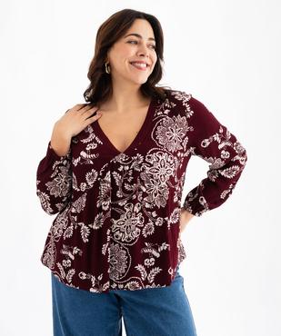 Blouse manches longues en viscose froissée fleurie femme grande taille vue1 - GEMO 4G GT - GEMO