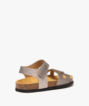 Sandales fille unies avec double bride scratch à paillettes vue4 - GEMO (ENFANT) - GEMO