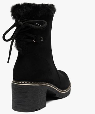 Boots femme fourrées à talon dessus en suédine avec zip intérieur vue6 - GEMO(URBAIN) - GEMO