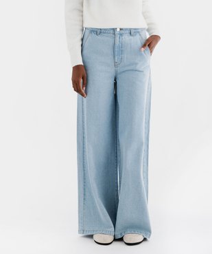 Jean flare en denim délavé à taille haute femme vue1 - GEMO(FEMME PAP) - GEMO