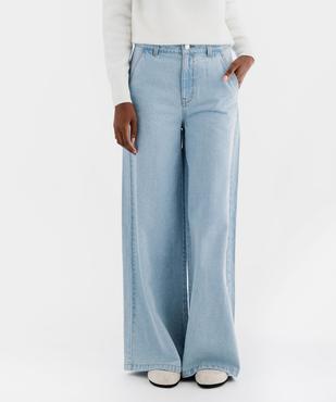 Jean flare en denim délavé à taille haute femme vue1 - GEMO(FEMME PAP) - GEMO
