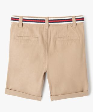 Bermuda en coton avec ceinture tricolore garçon vue3 - GEMO 4G GARCON - GEMO