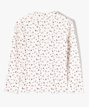 Tee-shirt fille à manches longues et col cheminé motif fleuri vue3 - GEMO (ENFANT) - GEMO
