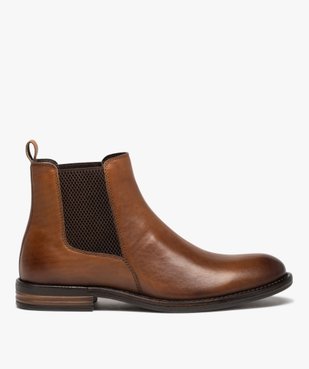 Boots homme style Chelsea dessus cuir uni - Taneo vue2 - TANEO - GEMO