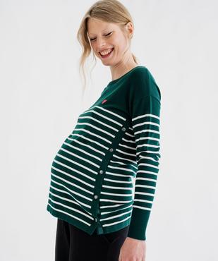 Pull de grossesse et d'allaitement à rayures vue4 - GEMO (MATER) - GEMO