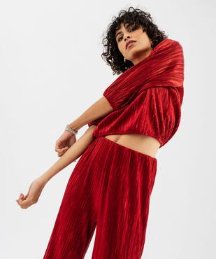 Tee-shirt manches 3/4 en maille plissée métallisée femme vue3 - GEMO(FEMME PAP) - GEMO