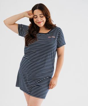 Chemise de nuit à manches courtes avec motifs femme grande taille vue6 - GEMO 4G FEMME - GEMO