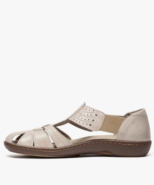 Sandales femme confort dessus cuir à brides élastiquées vue3 - GEMO (CONFORT) - GEMO