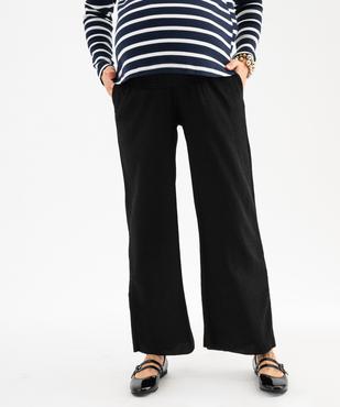 Pantalon de grossesse en maille froissée à taille smockée vue1 - GEMO 4G MATERN - GEMO