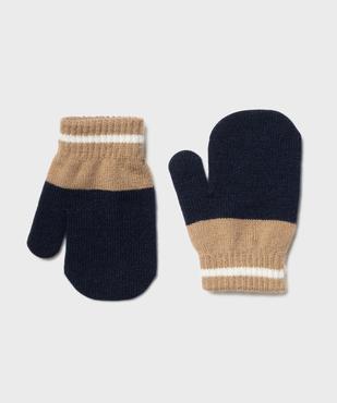 Moufles tricolores bébé garçon vue1 - GEMO 4G BEBE - GEMO
