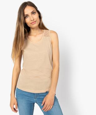 Débardeur femme contenant du coton bio avec épaules en dentelle vue1 - GEMO 4G FEMME - GEMO