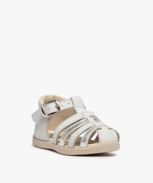 Sandales premiers pas bébé fille en cuir détails métallisés vue2 - GEMO(BEBE DEBT) - GEMO