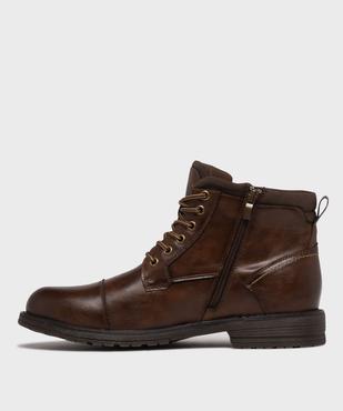 Boots mid-cut à semelle crantée, lacets et zip homme vue3 - MARIO BALDANO - GEMO