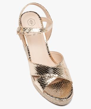 Sandales femme compensées extra hautes métallisées vue6 - GEMO(URBAIN) - GEMO