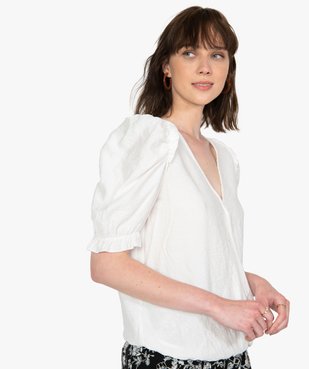 Blouse femme cache-cœur à manches bouffantes vue1 - GEMO(FEMME PAP) - GEMO