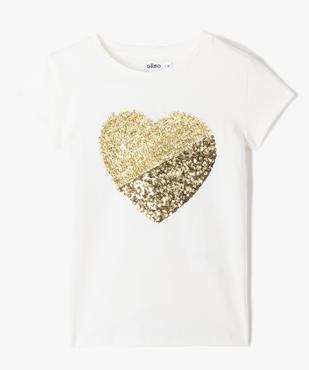 Tee-shirt fille à manches courtes et motif brillant vue1 - GEMO (ENFANT) - GEMO
