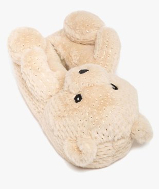 Chaussons femme en volume ours en peluche à pois dorés vue5 - GEMO(HOMWR FEM) - GEMO