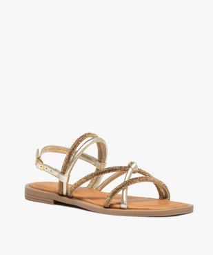 Sandales femme à talon plat dessus strass vue2 - GEMO (CASUAL) - GEMO