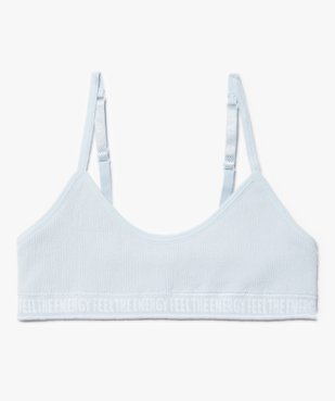 Brassière fille en maille côtelée à fines bretelles vue1 - GEMO 4G FILLE - GEMO