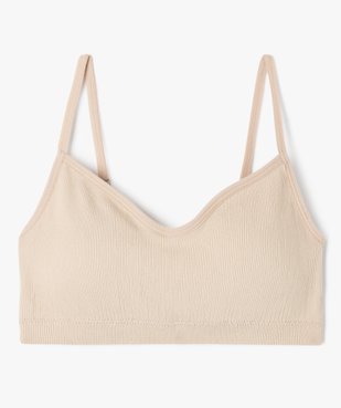 Brassière à fines bretelles en maille côtelée avec mousses amovibles fille vue1 - GEMO 4G FILLE - GEMO