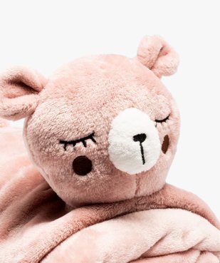 Plaid bébé fille uni avec enveloppe doudou 2 en 1 vue2 - GEMO - GEMO