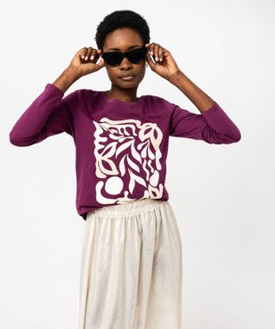 Tee-shirt à manches longues avec motif en relief femme vue1 - GEMO(FEMME PAP) - GEMO