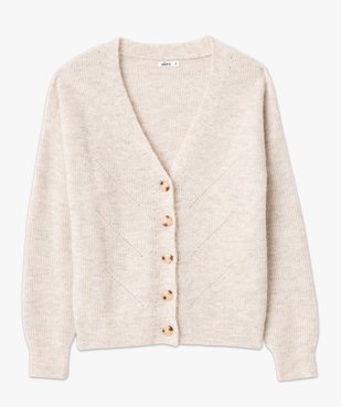 Gilet à col V en maille douillette avec gros boutons femme vue4 - GEMO(FEMME PAP) - GEMO