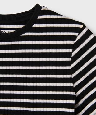 Tee-shirt manches courtes en maille côtelée à rayures fille vue2 - GEMO 4G FILLE - GEMO