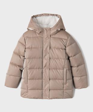 Manteau à capuche fourré en matière déperlante métallisé fille vue1 - GEMO (ENFANT) - GEMO
