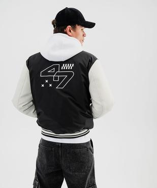 Blouson teddy matelassé bimatière à boutons-pression homme vue3 - GEMO (HOMME) - GEMO